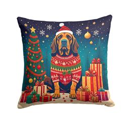 18 x 18 in. Unisex Bloodhound Christmas Fabric Decorative Pillow