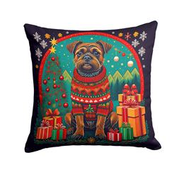 18 x 18 in. Unisex Border Terrier Christmas Fabric Decorative Pillow