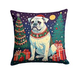18 x 18 in. Unisex White Boxer Christmas Fabric Decorative Pillow