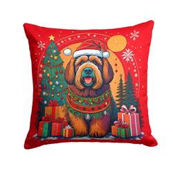18 x 18 in. Unisex Briard Christmas Fabric Decorative Pillow