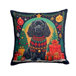 18 x 18 in. Unisex Black Cocker Spaniel Christmas Fabric Decorative Pillow