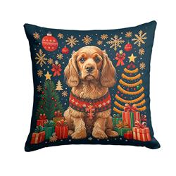 18 x 18 in. Unisex Cocker Spaniel Christmas Fabric Decorative Pillow