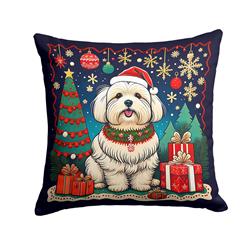 18 x 18 in. Unisex Coton De Tulear Christmas Fabric Decorative Pillow