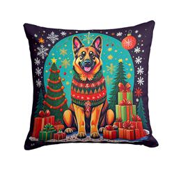 18 x 18 in. Unisex German Shepherd Christmas Fabric Decorative Pillow