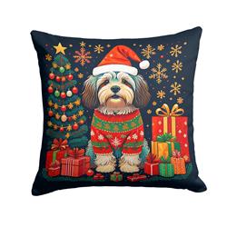 18 x 18 in. Unisex Havanese Christmas Fabric Decorative Pillow