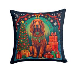18 x 18 in. Unisex Irish Setter Christmas Fabric Decorative Pillow