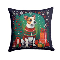 18 x 18 in. Unisex Jack Russell Terrier Christmas Fabric Decorative Pillow