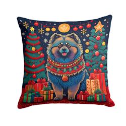 18 x 18 in. Unisex Keeshond Christmas Fabric Decorative Pillow