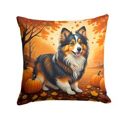 18 x 18 in. Unisex Sheltie Fall Fabric Decorative Pillow