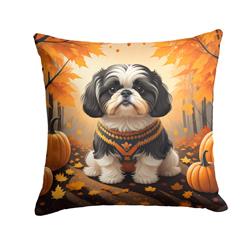 18 x 18 in. Unisex Shih Tzu Fall Fabric Decorative Pillow