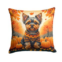 18 x 18 in. Unisex Yorkshire Terrier Fall Fabric Decorative Pillow