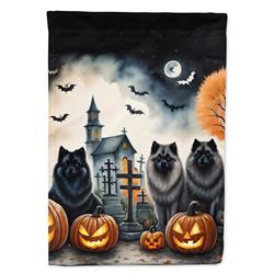 DAC2045CHF 40 x 28 in. Keeshond Spooky Halloween House Flag