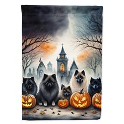 DAC2046CHF 40 x 28 in. Keeshond Spooky Halloween House Flag