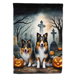 DAC2053CHF 40 x 28 in. Sheltie Spooky Halloween House Flag
