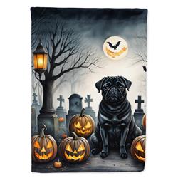 DAC2066CHF 40 x 28 in. Black Pug Spooky Halloween House Flag