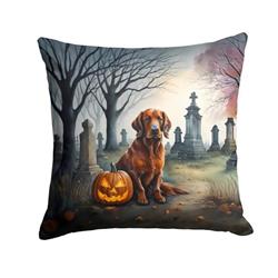 14 x 14 in. Unisex Irish Setter Spooky Halloween Fabric Decorative Pillow