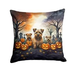 14 x 14 in. Unisex Norfolk Terrier Spooky Halloween Fabric Decorative Pillow