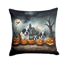 14 x 14 in. Unisex Saint Bernard Spooky Halloween Fabric Decorative Pillow