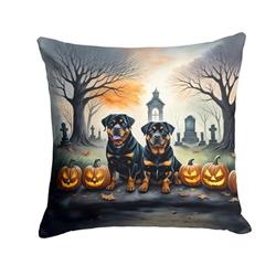 14 x 14 in. Unisex Rottweiler Spooky Halloween Fabric Decorative Pillow