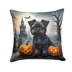18 x 18 in. Unisex Affenpinscher Spooky Halloween Fabric Decorative Pillow