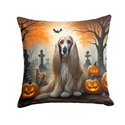 18 x 18 in. Unisex Afghan Hound Spooky Halloween Fabric Decorative Pillow