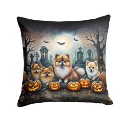 18 x 18 in. Unisex Pomeranian Spooky Halloween Fabric Decorative Pillow