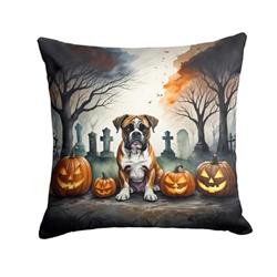 14 x 14 in. Unisex Boxer Spooky Halloween Fabric Decorative Pillow