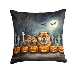 14 x 14 in. Unisex Chow Chow Spooky Halloween Fabric Decorative Pillow