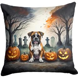 18 x 18 in. Unisex Boxer Spooky Halloween Fabric Decorative Pillow