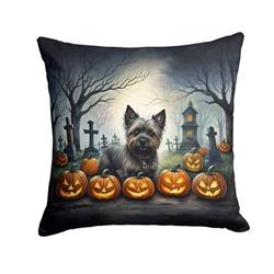 18 x 18 in. Unisex Cairn Terrier Spooky Halloween Fabric Decorative Pillow