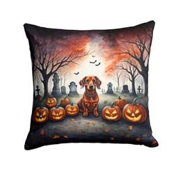 18 x 18 in. Unisex Dachshund Spooky Halloween Fabric Decorative Pillow