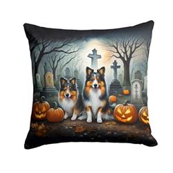 18 x 18 in. Unisex Sheltie Spooky Halloween Fabric Decorative Pillow