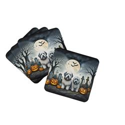 DAC2071FC 0.15 x 3.5 x 3.5 in. Old English Sheepdog Spooky Halloween Foam Coasters, Set of 4