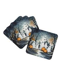 0.15 x 3.5 x 3.5 in. Ghosts Spooky Halloween Foam Coasters, Set of 4