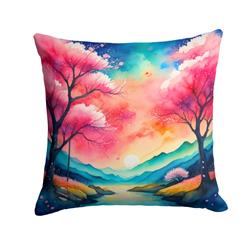 3 x 14 x 14 in. Colorful Cherry Blossoms Fabric Decorative Pillow