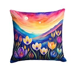 3 x 14 x 14 in. Colorful Crocus Fabric Decorative Pillow