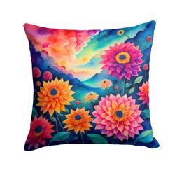 3 x 14 x 14 in. Colorful Dahlias Fabric Decorative Pillow