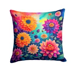 3 x 14 x 14 in. Colorful Dahlias Fabric Decorative Pillow
