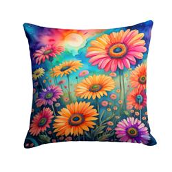 3 x 14 x 14 in. Colorful Gerbera Daisies Fabric Decorative Pillow