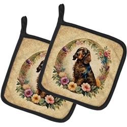 0.3 x 7.5 x 7.5 in. Field Spaniel & Flowers Pot Holders, Set of 2