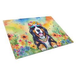 DAC2458LCB 0.2 x 15 x 12 in. Bernese Mountain Dog Hippie Dawg Glass Cutting Board, Large