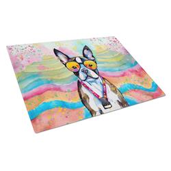 DAC2467LCB 0.2 x 15 x 12 in. Boston Terrier Hippie Dawg Glass Cutting Board, Large