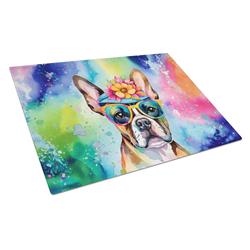 DAC2468LCB 0.2 x 15 x 12 in. Boston Terrier Hippie Dawg Glass Cutting Board, Large