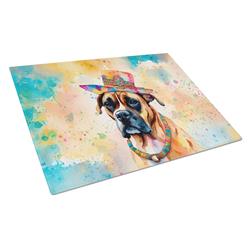 DAC2471LCB 0.2 x 15 x 12 in. Boxer Hippie Dawg Glass Cutting Board, Large