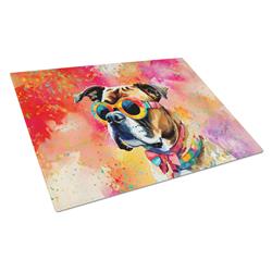 DAC2473LCB 0.2 x 15 x 12 in. Boxer Hippie Dawg Glass Cutting Board, Large