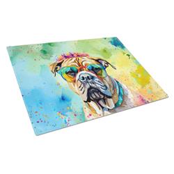 DAC2478LCB 0.2 x 15 x 12 in. Bullmastiff Hippie Dawg Glass Cutting Board, Large