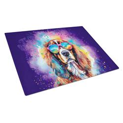DAC2483LCB 0.2 x 15 x 12 in. Cavalier Spaniel Hippie Dawg Glass Cutting Board, Large