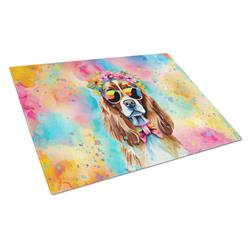 DAC2486LCB 0.2 x 15 x 12 in. Cavalier Spaniel Hippie Dawg Glass Cutting Board, Large