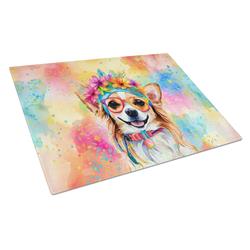 DAC2488LCB 0.2 x 15 x 12 in. Chihuahua Hippie Dawg Glass Cutting Board, Large