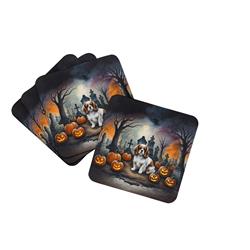 DAC2030FC 0.15 x 3.5 x 3.5 in. Cavalier Spaniel Spooky Halloween Foam Coasters, Set of 4
